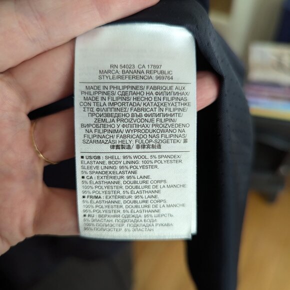 Banana Republic Navy Blue Pinstripe Wool Blazer  - Size 14 - Picture 6 of 10